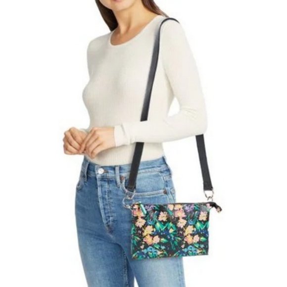 Ted Baker Black Flirty Magnolia Print Bovine Leather Parcey Double Bundle NWT - Picture 3 of 7